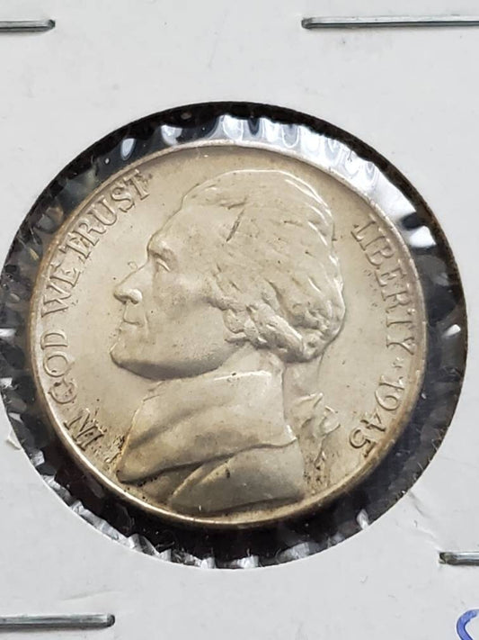 1945s silver War nickel beautiful uncirculated coin