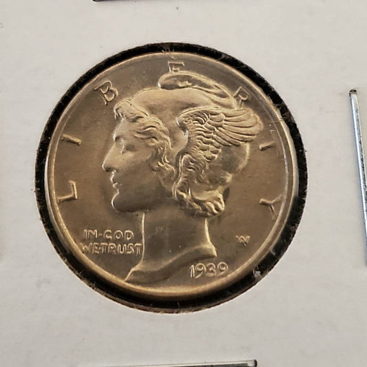 1939 mercury dime beautiful uncirculated silver coin