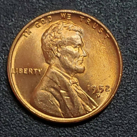 1952d wheat cent gem bu red from original roll one random from set
