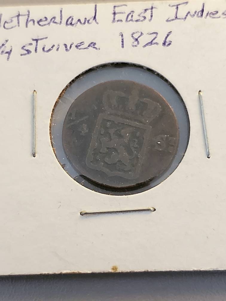 Netherlands India trade company 1826 1/4 stuiver copper coin