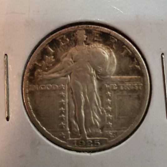 1925 silver standing liberty quarter very fine plus great detail coin