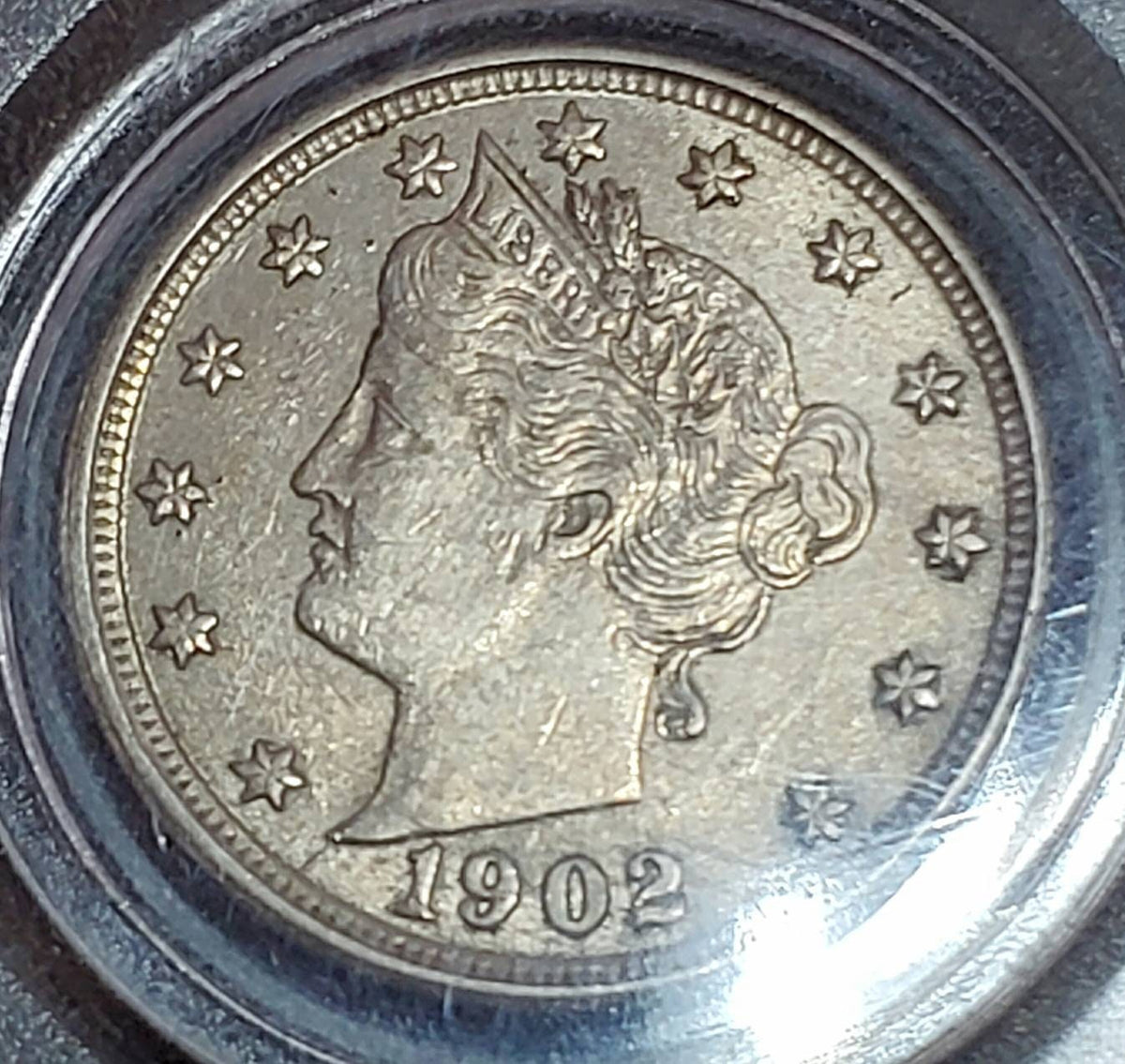 1902 v nickel exceptional quality almost uncirculated coin rare this nice