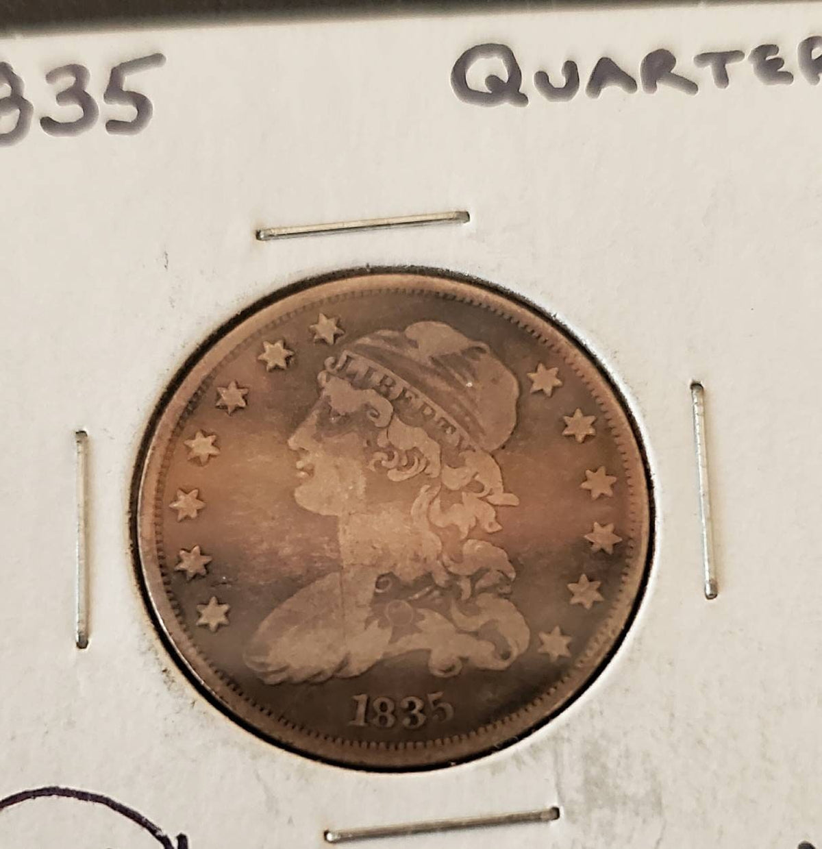1835 rare bust quarter silver dollar fine plus to very fine a tough choice coin
