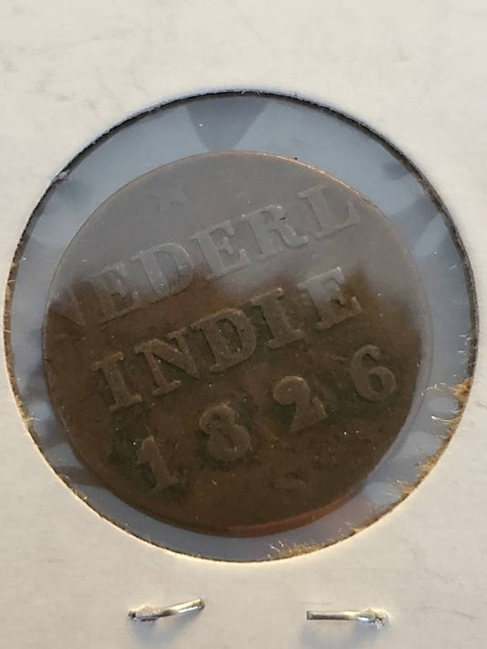 Netherlands India trade company 1826 1/4 stuiver copper coin