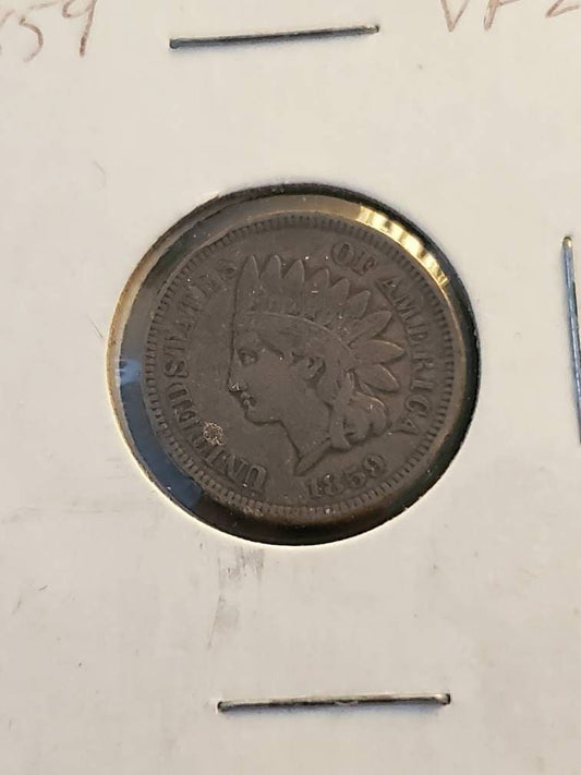 1859 indian head penny first year very fine coin