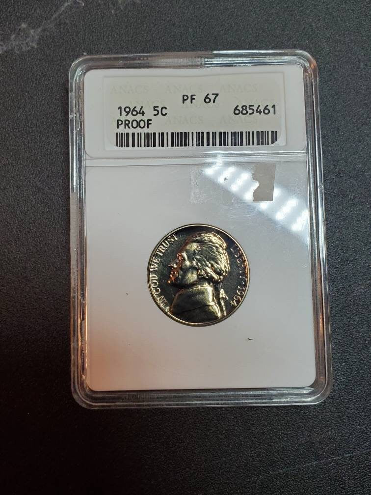 1964 proof nickel old anacs pr67 super gem