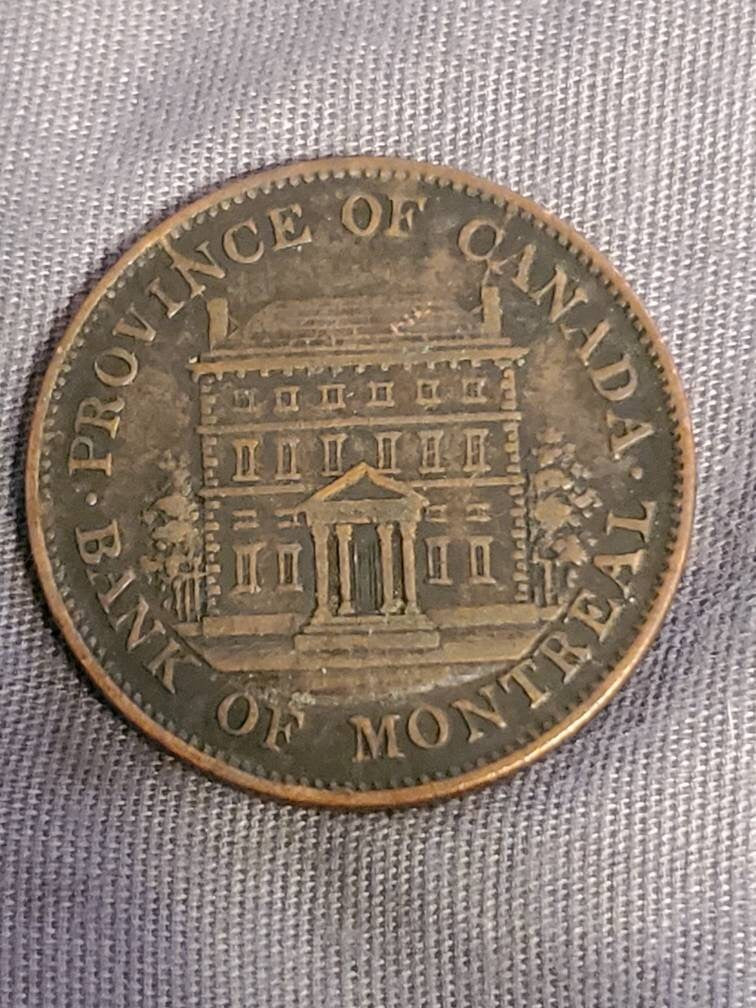 Canada large cent Bank token of Montreal 1844 nice condition