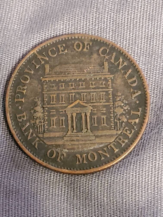Canada large cent Bank token of Montreal 1844 nice condition