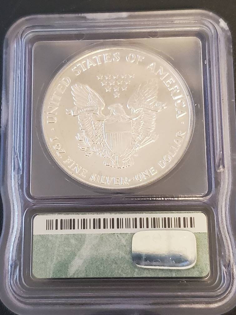 1990s America silver eagle fine ounce silver ms69 graded ICG