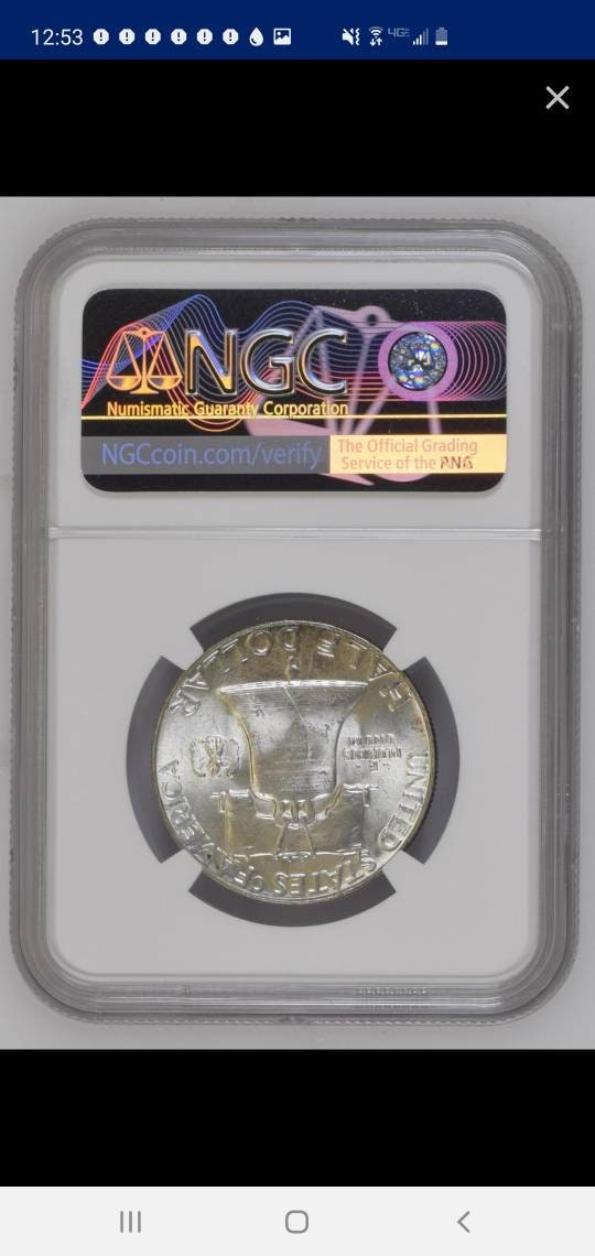 1954 franklin silver half toned ngc ms64 full bell lines