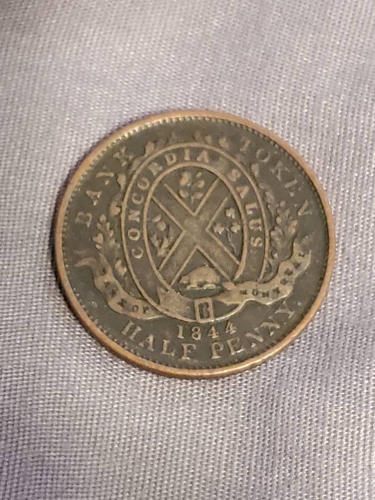 Canada large cent Bank token of Montreal 1844 nice condition