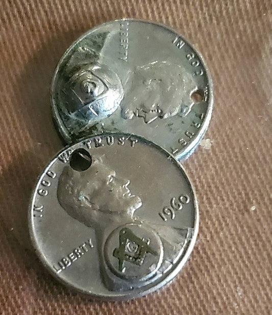 Two silver masonic pennies counterstamped