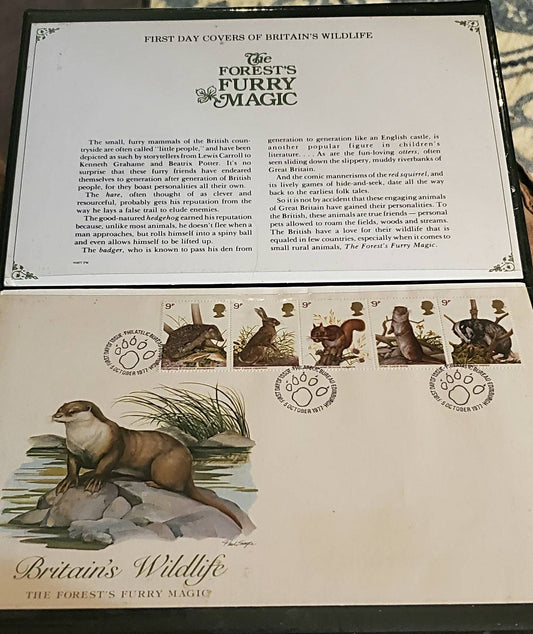 Vintage british wildlife stamp book, vintage postage stamps from the UK in collectible folder
