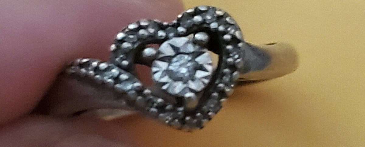 Heart sterling silver 925 faux diamond cz ring