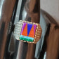 Sterling silver handmade solid ring southwest style coral turquoise inlays