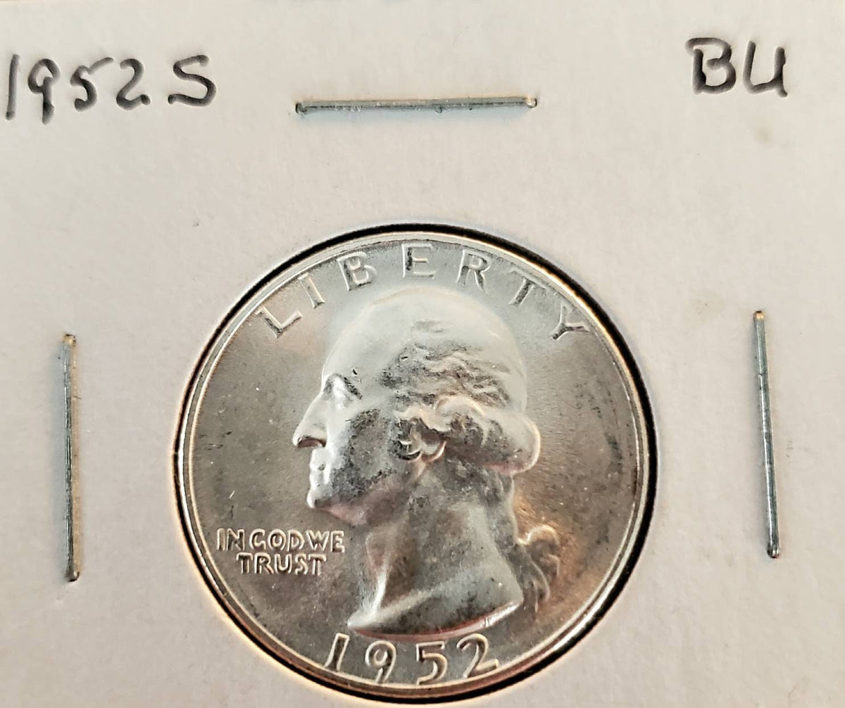 1952s silver Washington quarter gem bu uncirculated