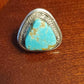 Sterling silver pawn ring turquoise precious green stone jewelry mothers day