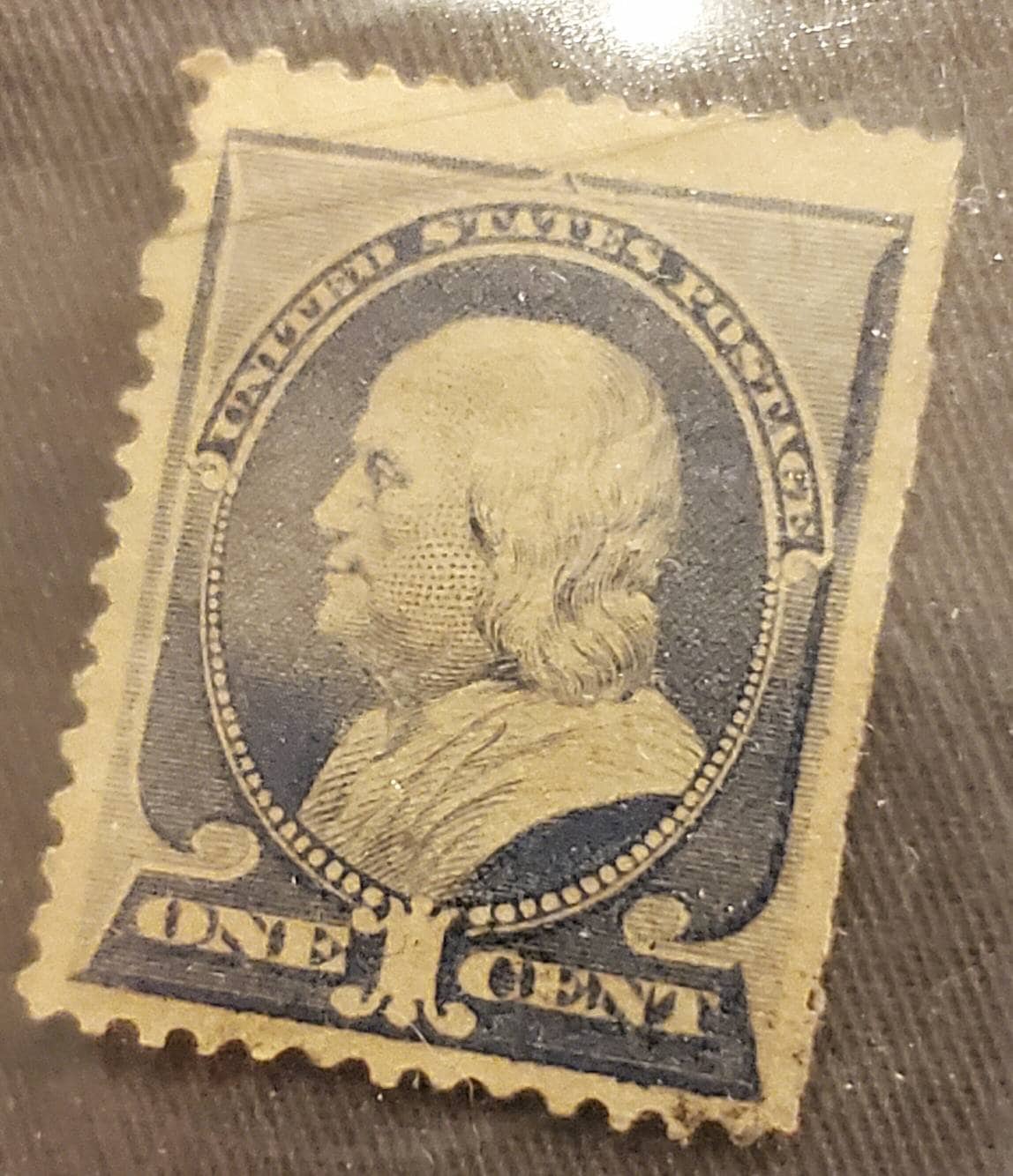1800s 1 cent Ben Franklin postage stamp unused