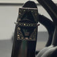 Unique sterling silver maracite and black onyx ladies vintage ring