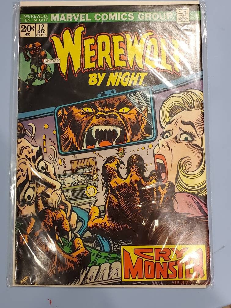 Werewolf by night Halloween comic book, 20 cent vintage copy in great condition marvel comics 1973 volume 12