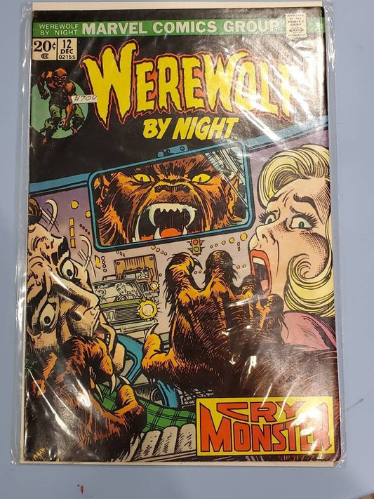 Werewolf by night Halloween comic book, 20 cent vintage copy in great condition marvel comics 1973 volume 12
