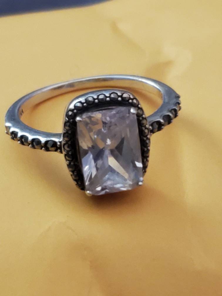 Cz sterling silver stackable statement ring 925 vintage stone
