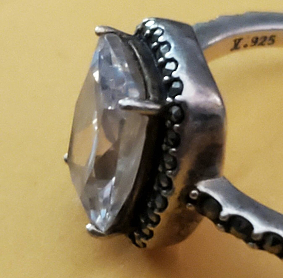 Cz sterling silver stackable statement ring 925 vintage stone