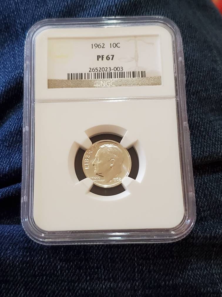 1962 proof silver dime proof67 old silver dime graded ngc coin