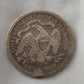 1876 silver seated liberty quarter type coin, centennial coin plugged