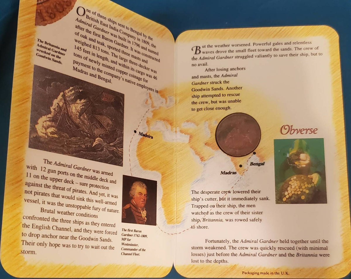 1808 east India company shipwreck coin and booklet