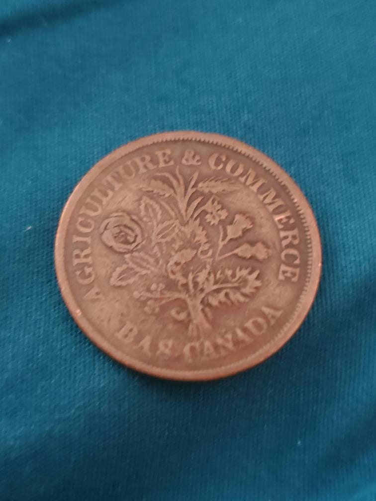1830s bank of Montreal Bank token un sou agriculture and commerce
