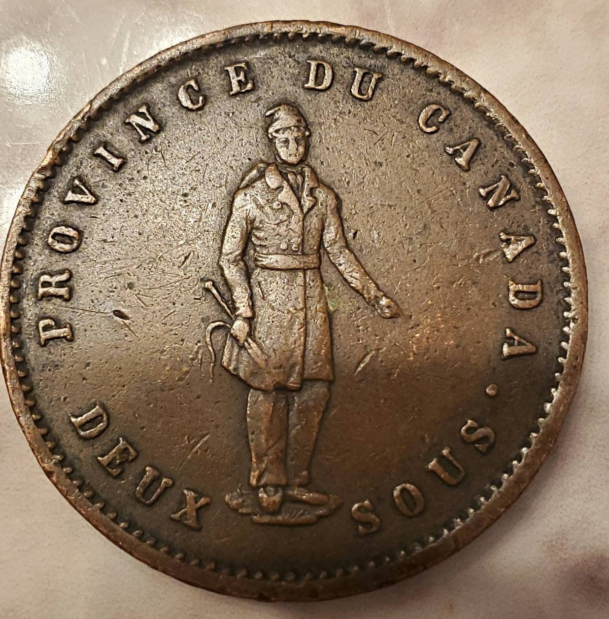 1852 Quebec bank token one penny large cent cool preconfederate coin