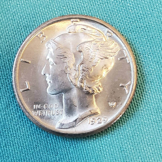 1929 mercury dime uncirculated beautiful silver coin