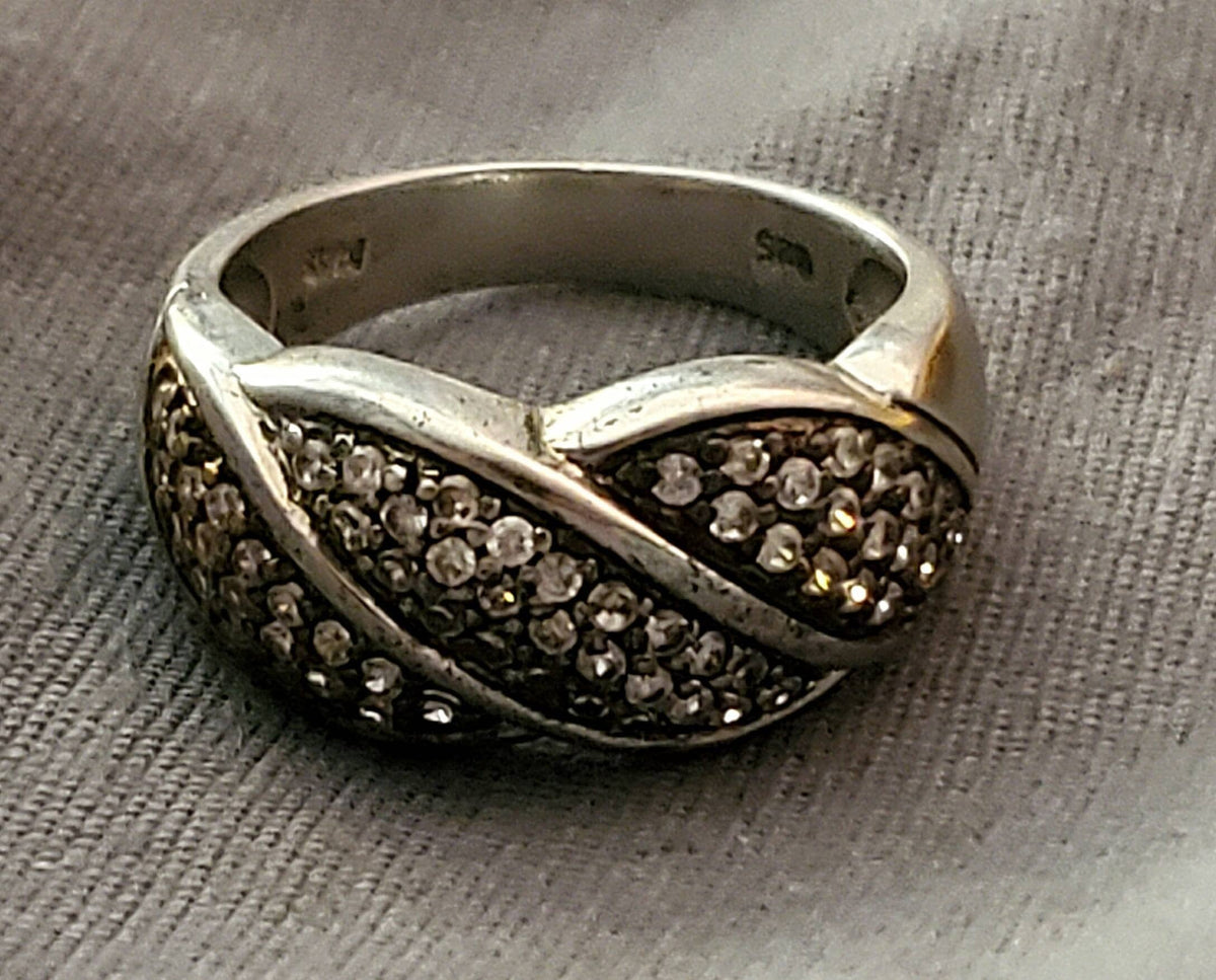 Medium sterling silver 925 vintage women's ring stylish cz