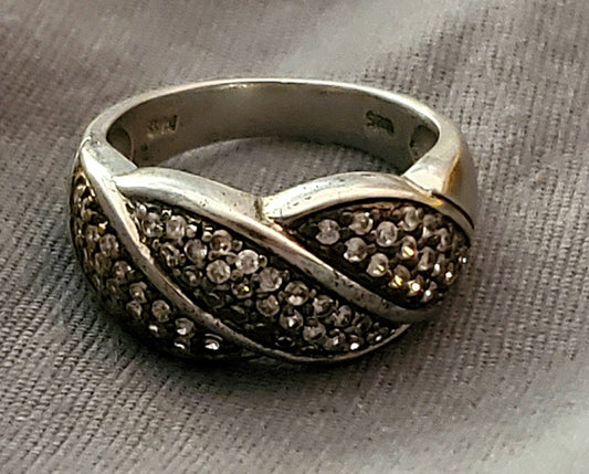 Medium sterling silver 925 vintage women's ring stylish cz