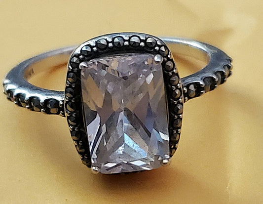 Cz sterling silver stackable statement ring 925 vintage stone