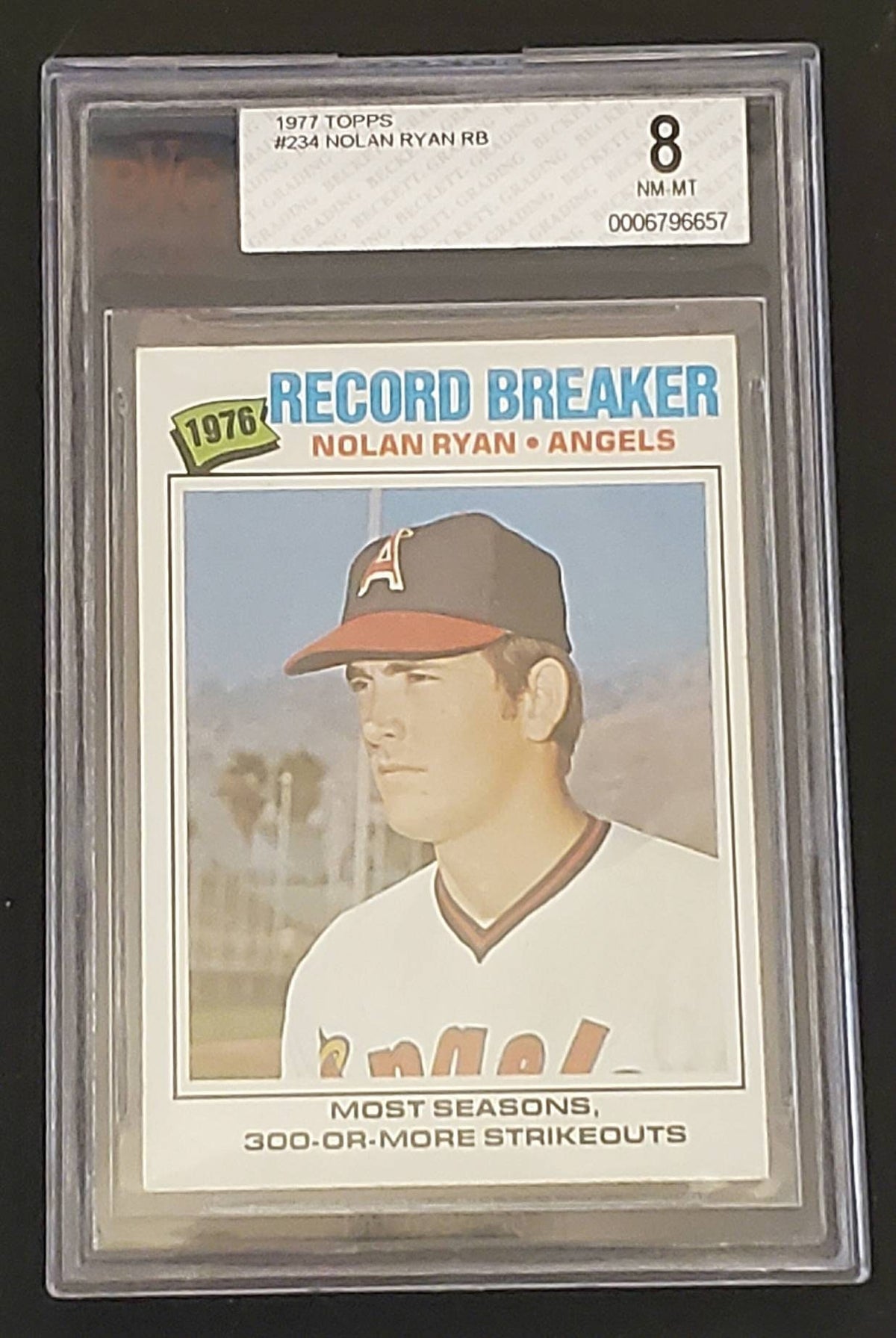 1977 topps Nolan Ryan beckett graded near mint 8 baseball card