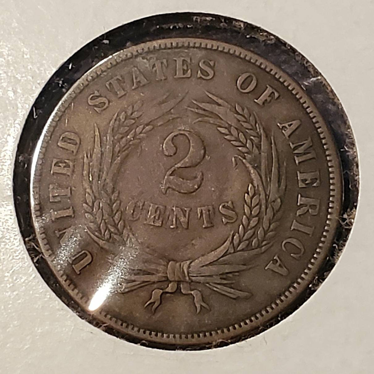1866 two cent piece very fine condition chocolate brown type coin