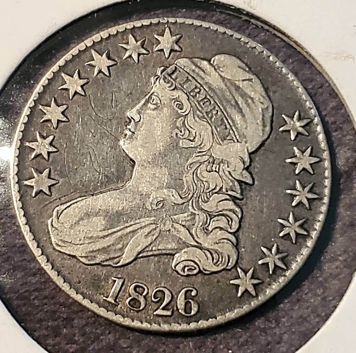 1826 very fine Capped Bust half dollar, early American coin