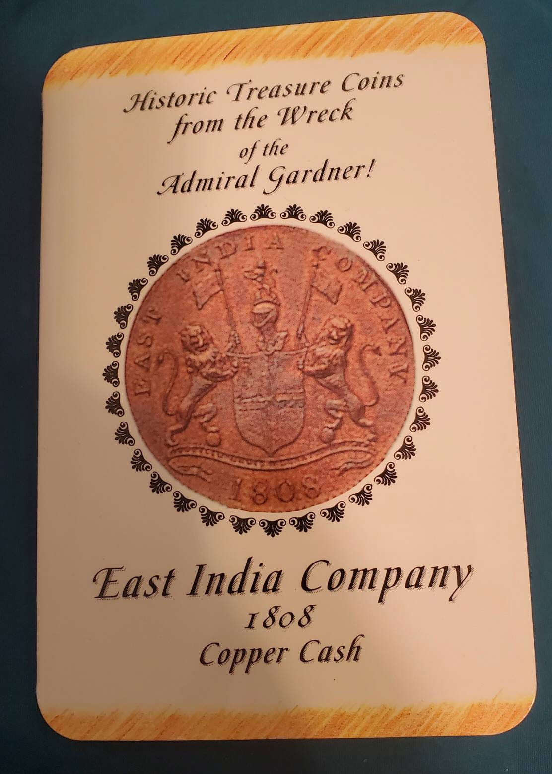 1808 east India company shipwreck coin and booklet