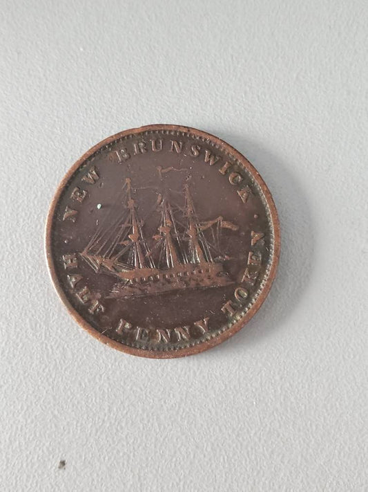 New brunswick 1843 half penny Canada provincial government copper token