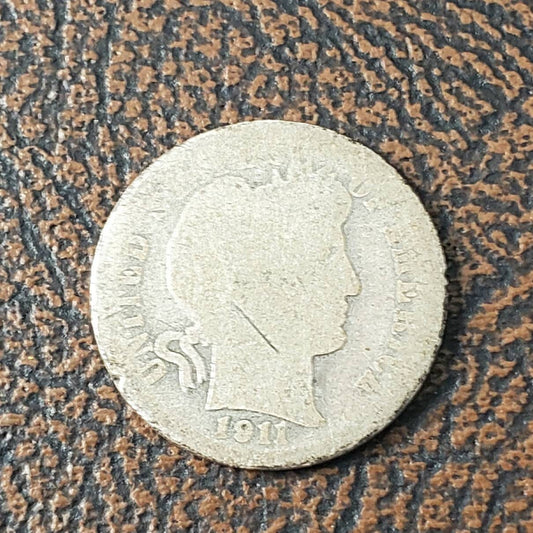 1911s barber silver dime better date constitutional coin 90 percent silver