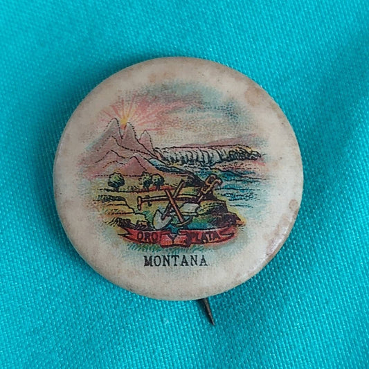 1890s state of Montana collectible pinback whitehead and Hoag, collectible jewelry