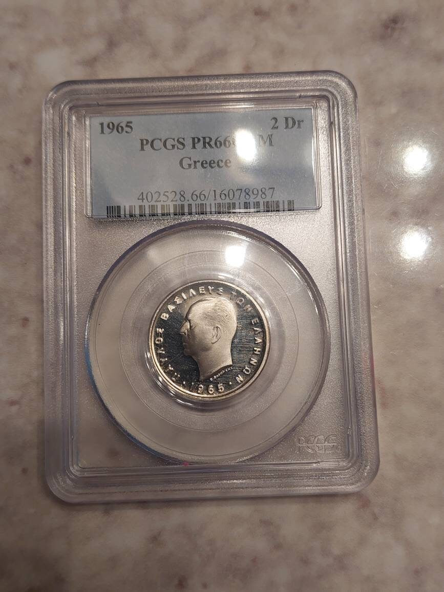 1965 Greek 2 Drachma pcgs graded cameo proof, lovely old coin