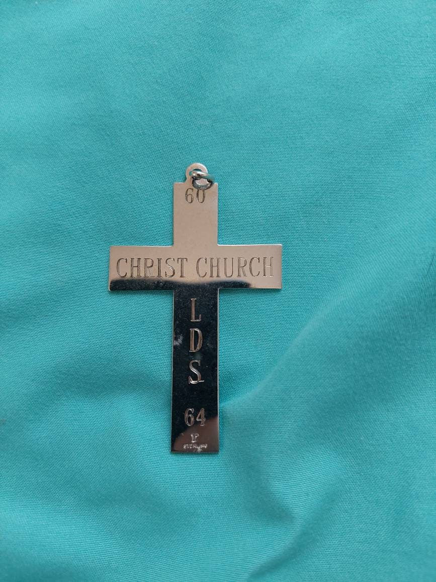 Large sterling silver church of latter day saints 1960s vintage cross, a great Mormon collectible piece, 10g sterling silver
