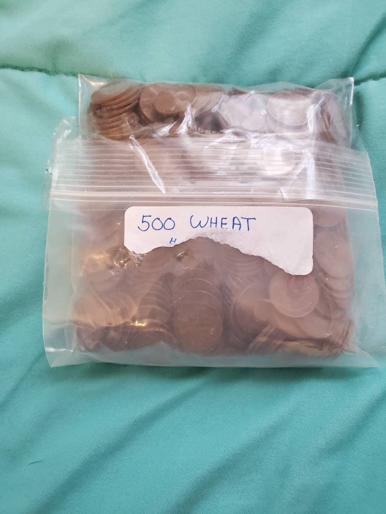 Bulk listing 500 unsearched wheat cents, 10 rolls worth free shipping, coin collecting, gifts for him, free shipping