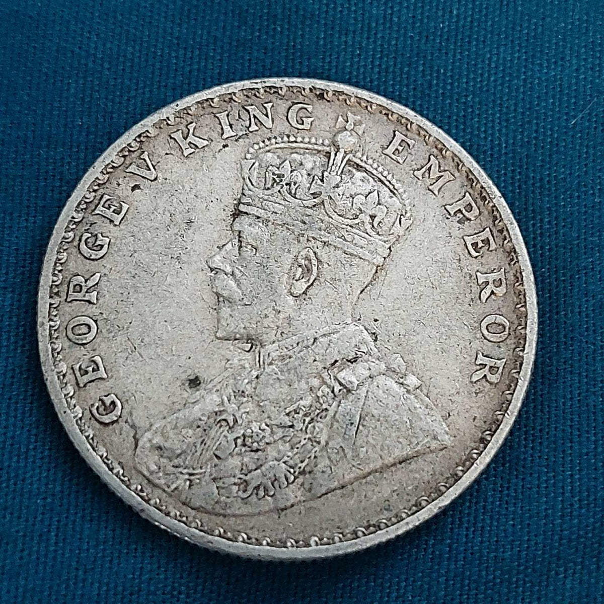 1918 silver British India king george rupee coin, antique world coin collecting