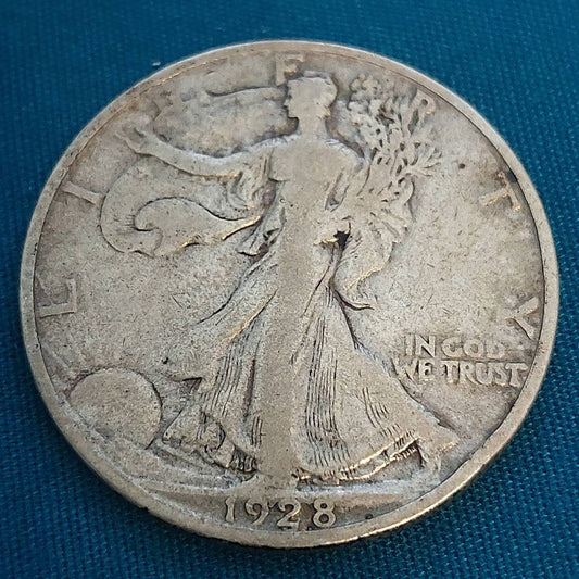 1928s walking liberty silver half dollar, semi key date, us coins