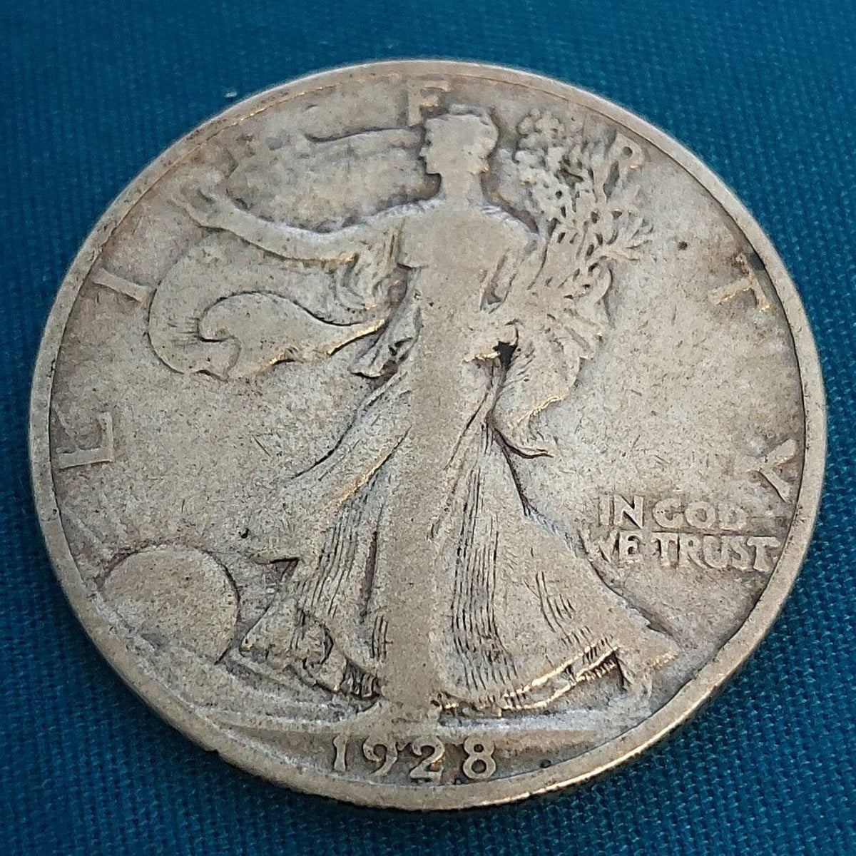 1928s walking liberty silver half dollar, semi key date, us coins collecting