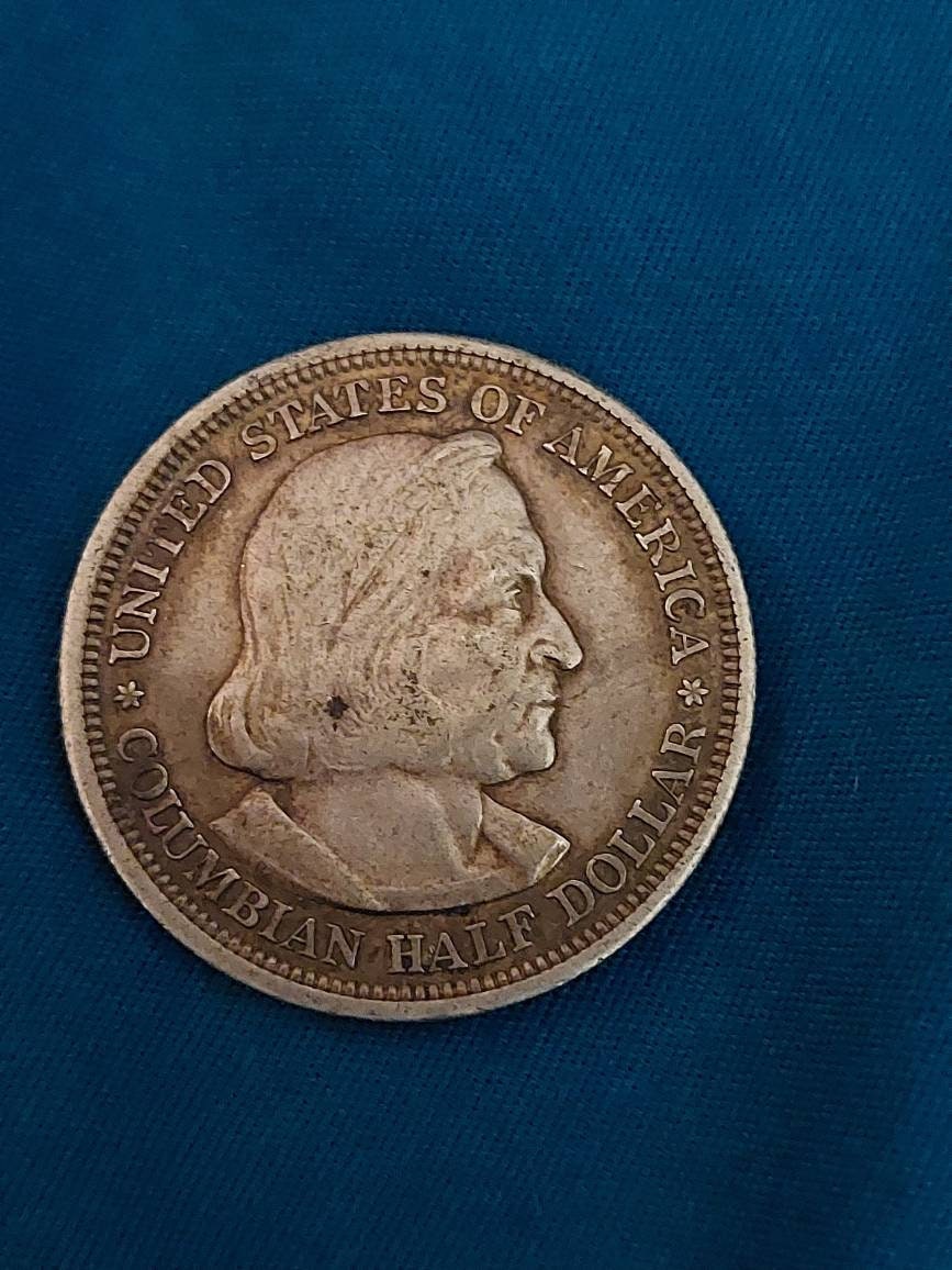 1893 columbian silver commemorative half dollar, 90 percent silver from the Chicago worlds fair